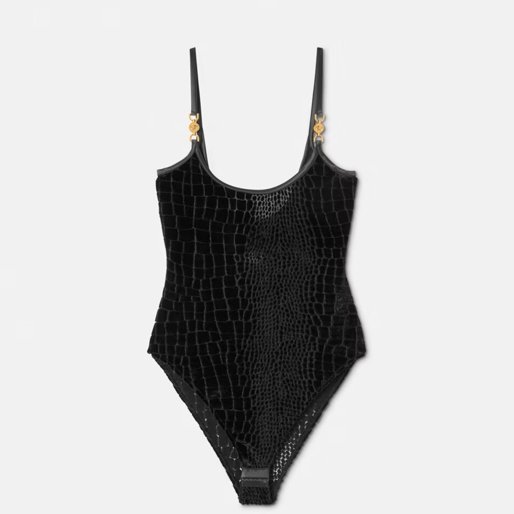 Versace Croc Velvet Bodysuit XL (Size 5) NWT